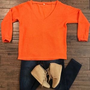 Orange Knit Sweater Top